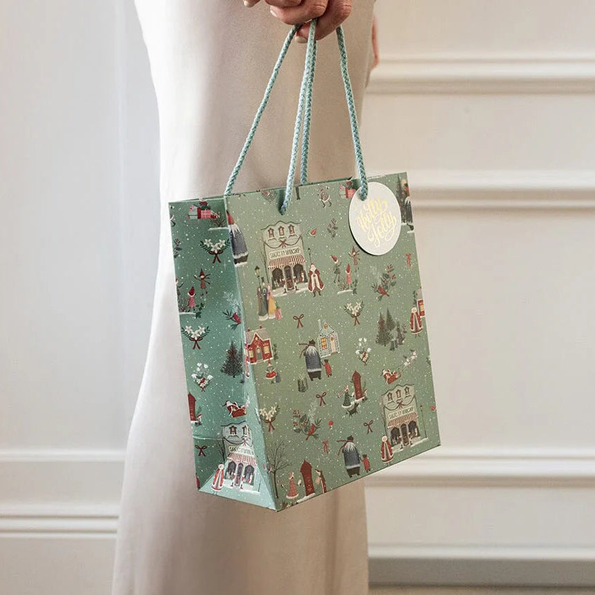 BESPOKE LETTERPRESS - "Santas Toy Workshop" Medium Christmas Gift Bag