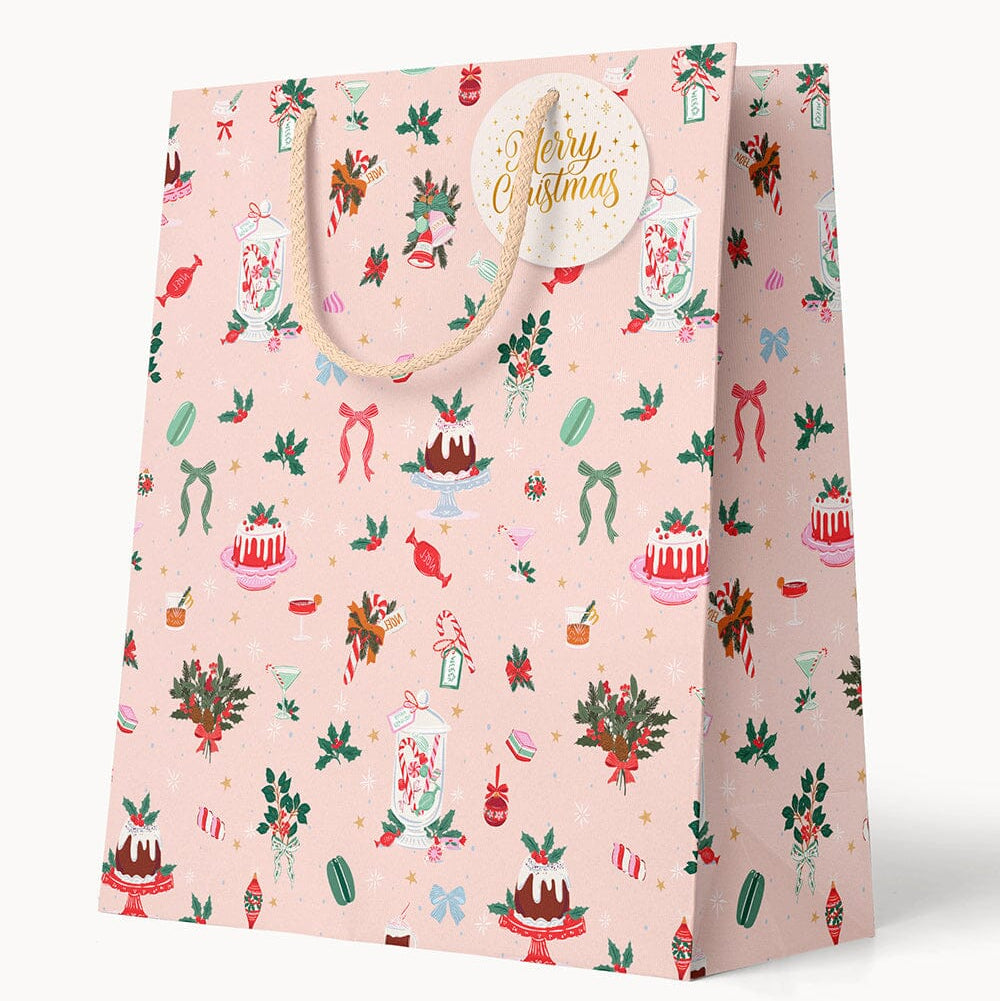 BESPOKE LETTERPRESS - "Christmas Treats" Medium Christmas Gift Bag