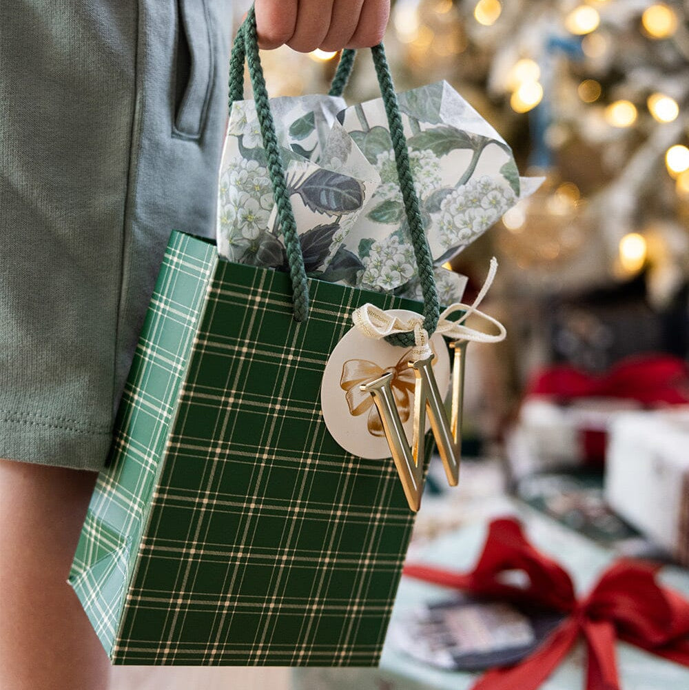 BESPOKE LETTERPRESS - "Green Spruce Tartan" Small Gift Bag