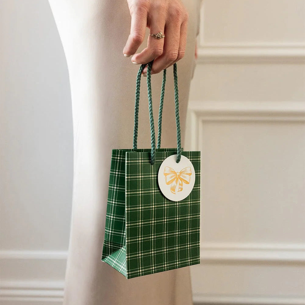 BESPOKE LETTERPRESS - "Green Spruce Tartan" Small Gift Bag