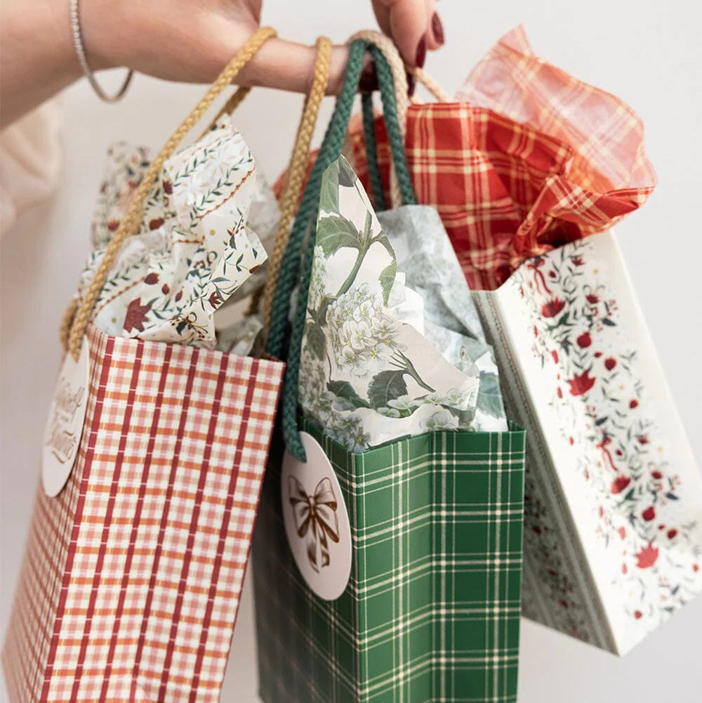 BESPOKE LETTERPRESS - "Green Spruce Tartan" Small Gift Bag