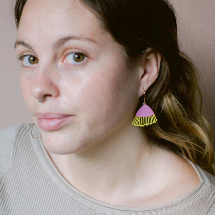 DENZ & CO- Mini Gum Blossom flower earrings in Pink & Yellow - DANGLE EARRINGS