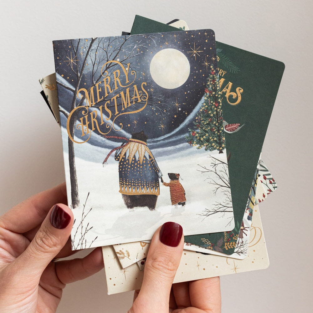 BESPOKE LETTERPRESS - 6 Pack Christmas Card Boxset - "The Christmas Village"