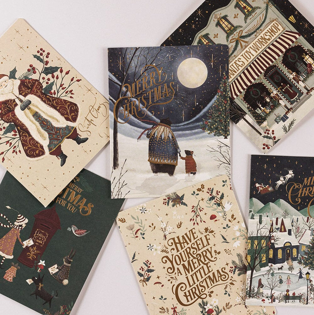 BESPOKE LETTERPRESS - 6 Pack Christmas Card Boxset - "The Christmas Village"