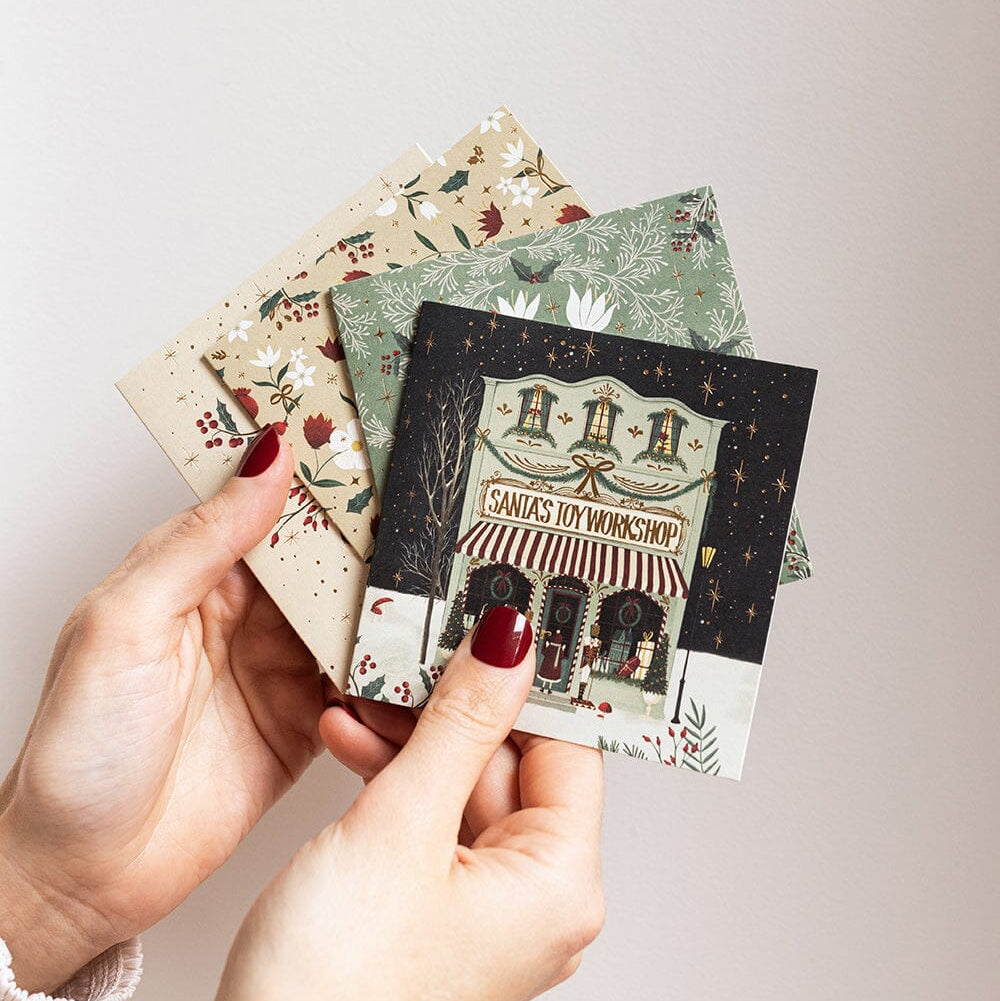 BESPOKE LETTERPRESS - 12 Pack Christmas Small Card Boxset - "The Christmas Village"