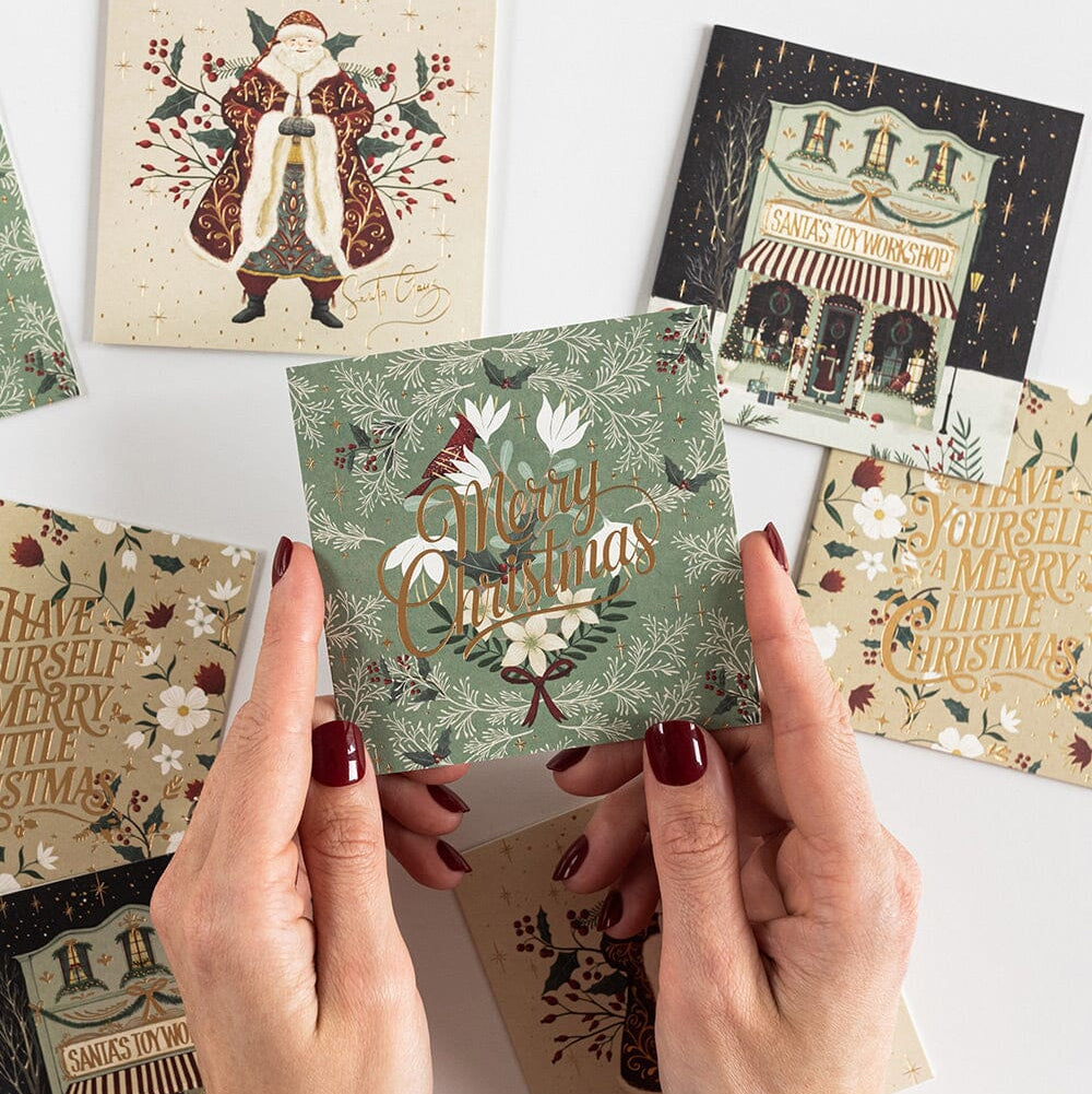 BESPOKE LETTERPRESS - 12 Pack Christmas Small Card Boxset - "The Christmas Village"