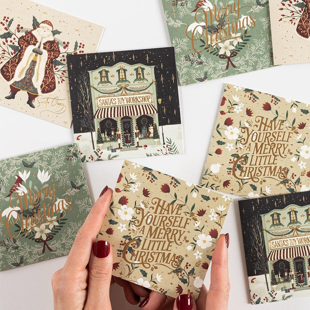 BESPOKE LETTERPRESS - 12 Pack Christmas Small Card Boxset - "The Christmas Village"