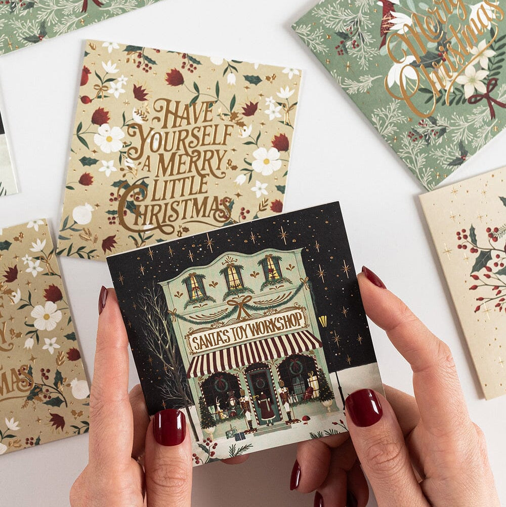 BESPOKE LETTERPRESS - 12 Pack Christmas Small Card Boxset - "The Christmas Village"