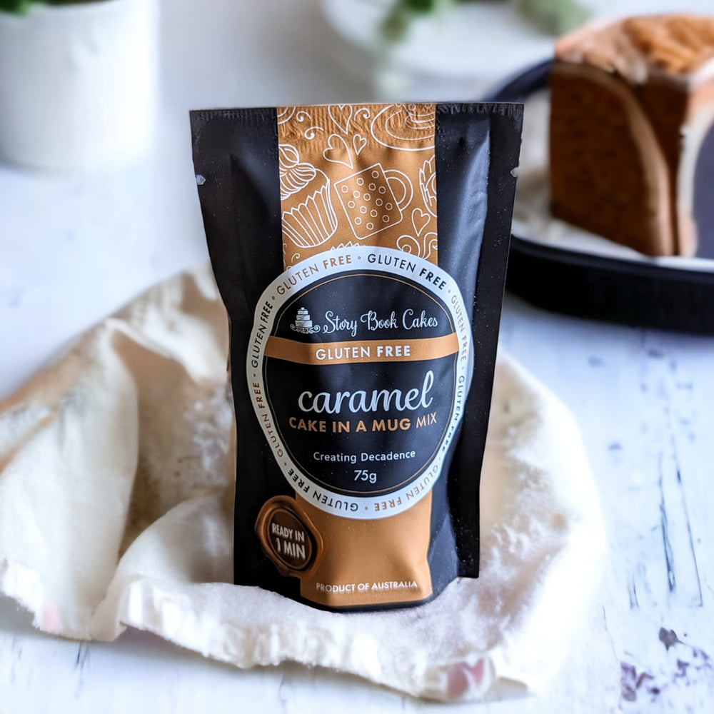 STORYBOOK CAKES - GF Caramel Mud Cake in a Mug - GLUTEN FREE