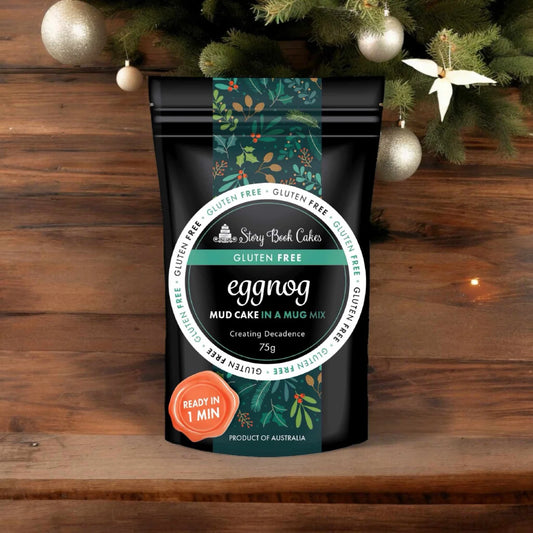 STORYBOOK CAKES - GF EGGNOG Mud Cake in a Mug - GLUTEN FREE