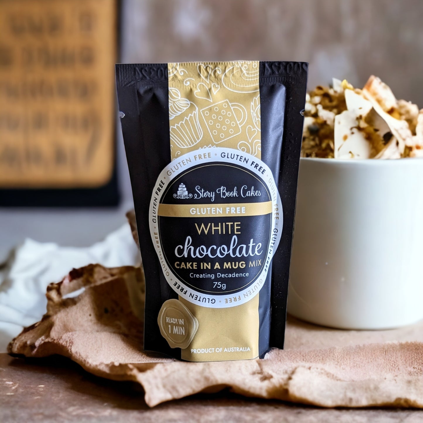 STORYBOOK CAKES - GF White Chocolate Mud Cake in a Mug - GLUTEN FREE