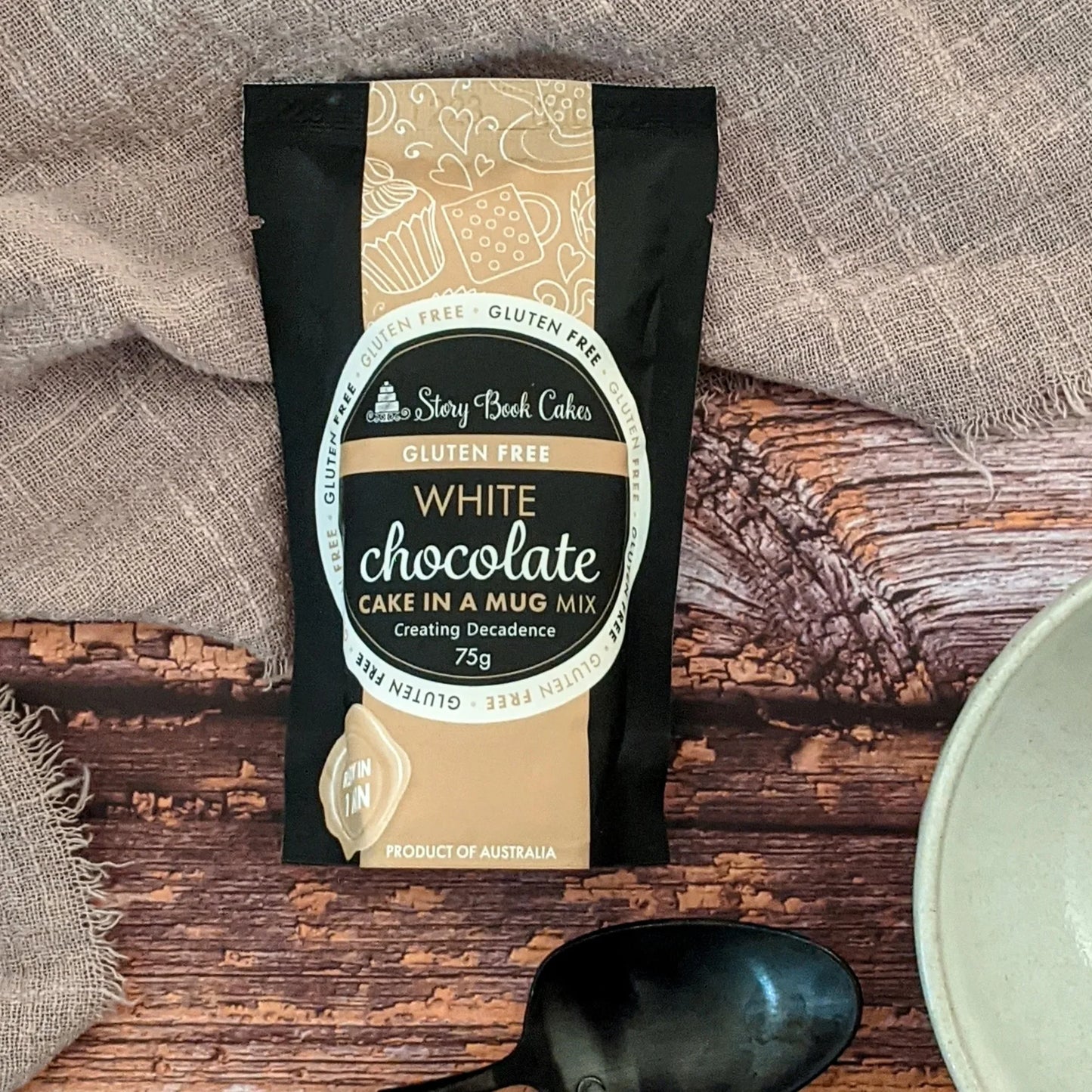 STORYBOOK CAKES - GF White Chocolate Mud Cake in a Mug - GLUTEN FREE