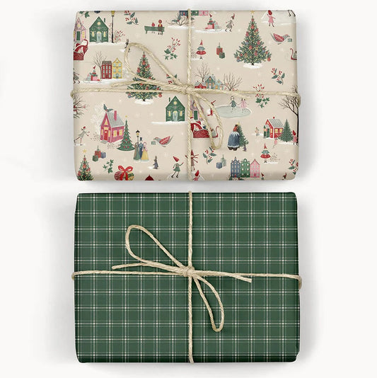 BESPOKE LETTERPRESS - Christmas Winter Wonderland / Spruce Tartan