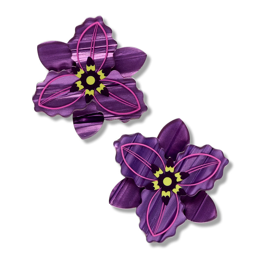 ERSTWILDER - "Chocolate Lily" Hair Clips 2 Piece - ROYAL BOTANIC GARDENS VICTORIA