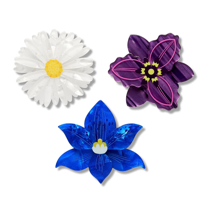 ERSTWILDER - "Assorted Flowers" Hair Clips - ROYAL BOTANIC GARDENS VICTORIA