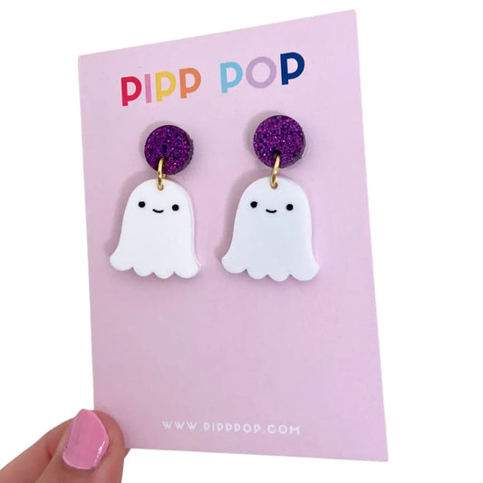 PIPP POP- Halloween Ghost Dangles Purple Top