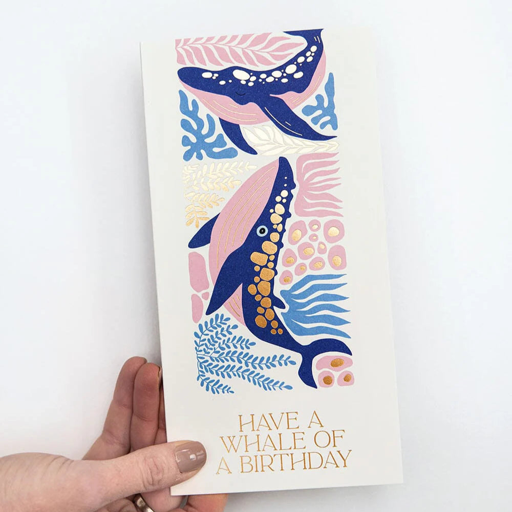 BESPOKE LETTERPRESS - "Whale of a Birthday" Tall Greeting Card