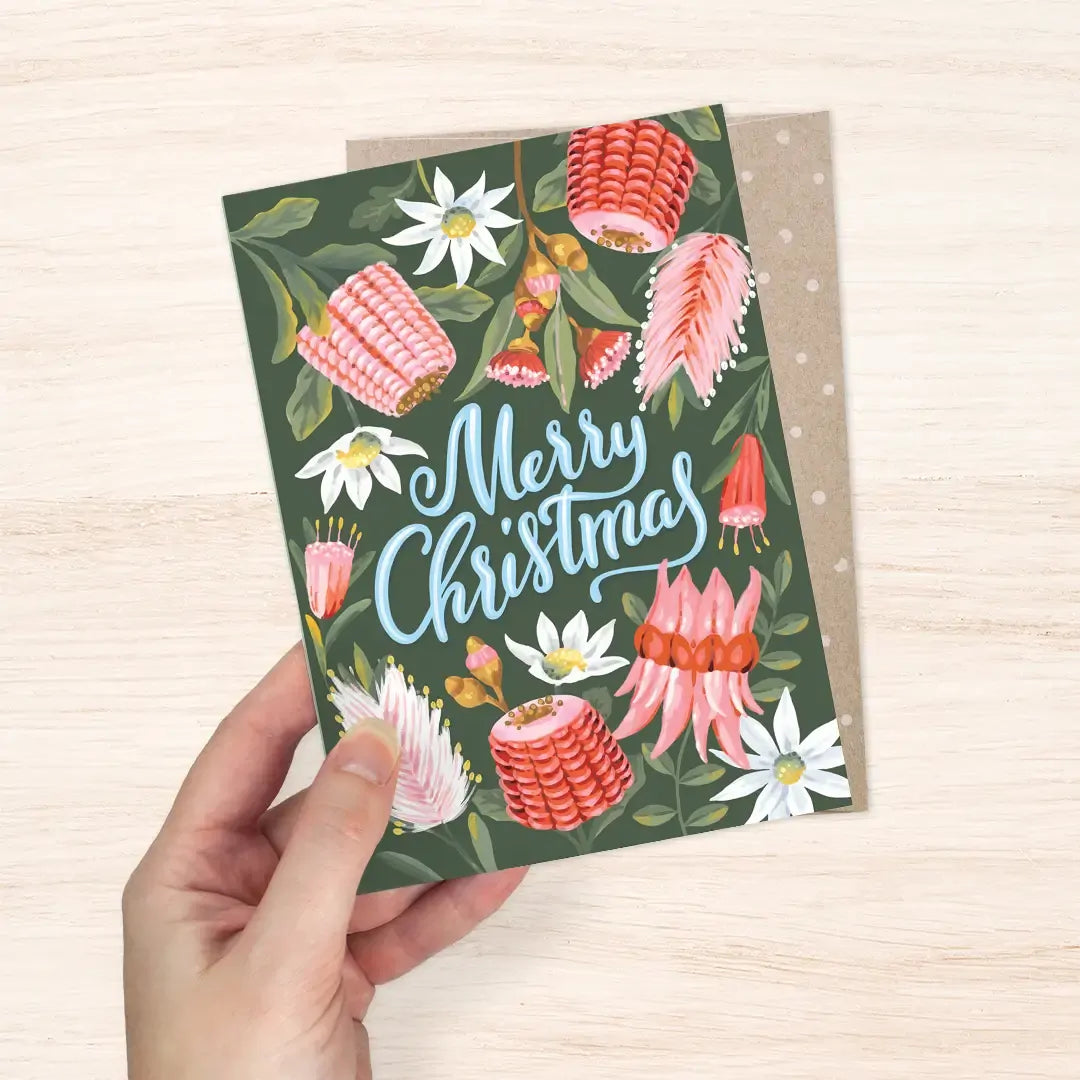 EARTH GREETINGS- Christmas Garland - Christmas Greeting Card - Jane Branchflower