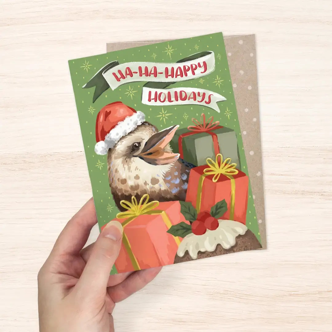 EARTH GREETINGS- Happy Kookaburra - Christmas Greeting Card - Jane Branchflower