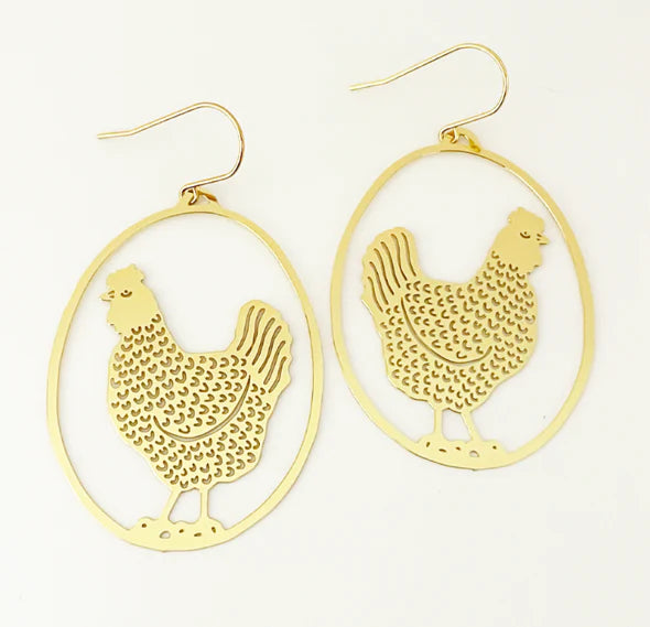 DENZ & CO - Chicken in gold - DANGLE EARRINGS