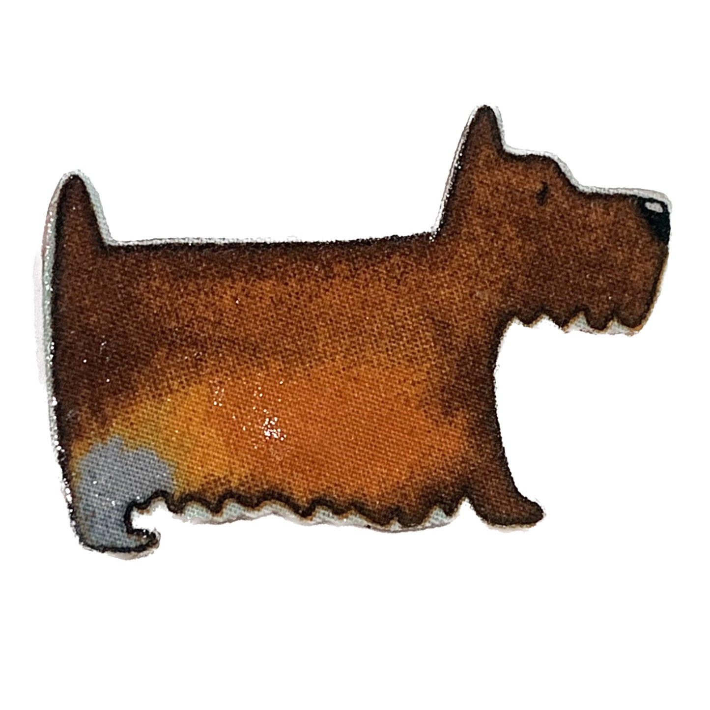 THIS BIRD HAS FLOWN- Fabric Remnant Brooches- Scottie Terrier