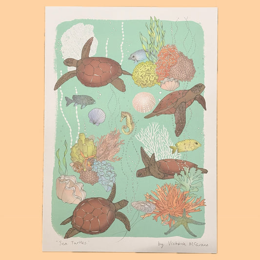 THE SCENIC ROUTE - "SEA TURTLES"- A3 ART PRINT