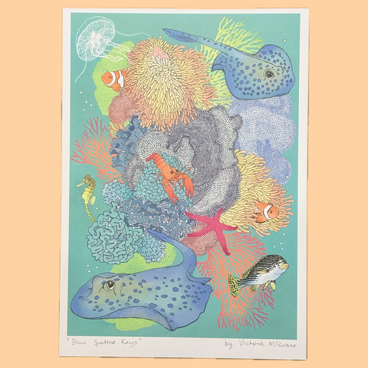 THE SCENIC ROUTE - "BLUE SPOTTED RAYS"- A3 ART PRINT