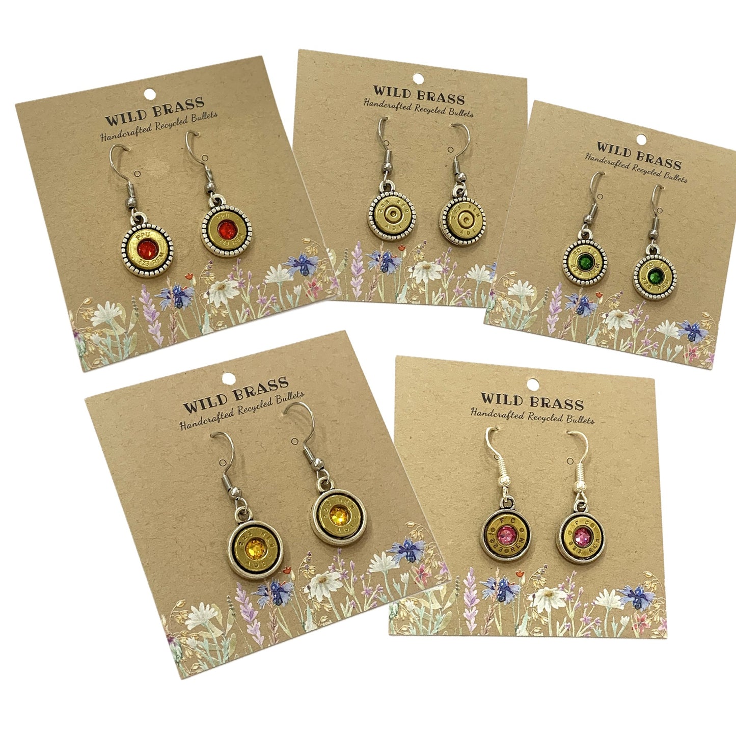 WILD BRASS- Round Drops- Clear Swarovski Crystal