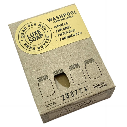 WASHPOOL SUPPLY CO- Vanilla, Patchouli, and Sandalwood Luxury Soap Bar with Dead Sea Mud