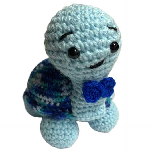 BEAKNITS- CROCHETED BLUE TURTLE- MEDIUM