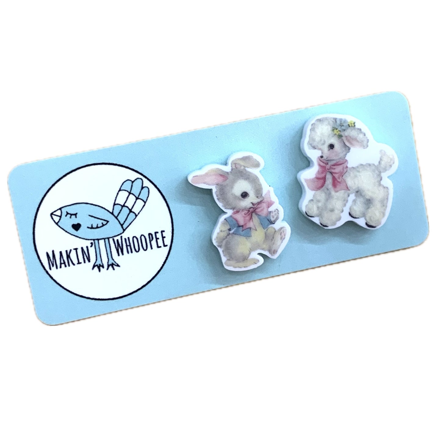 MAKIN' WHOOPEE VINTAGE EASTER STUDS - Bunny & Lamb