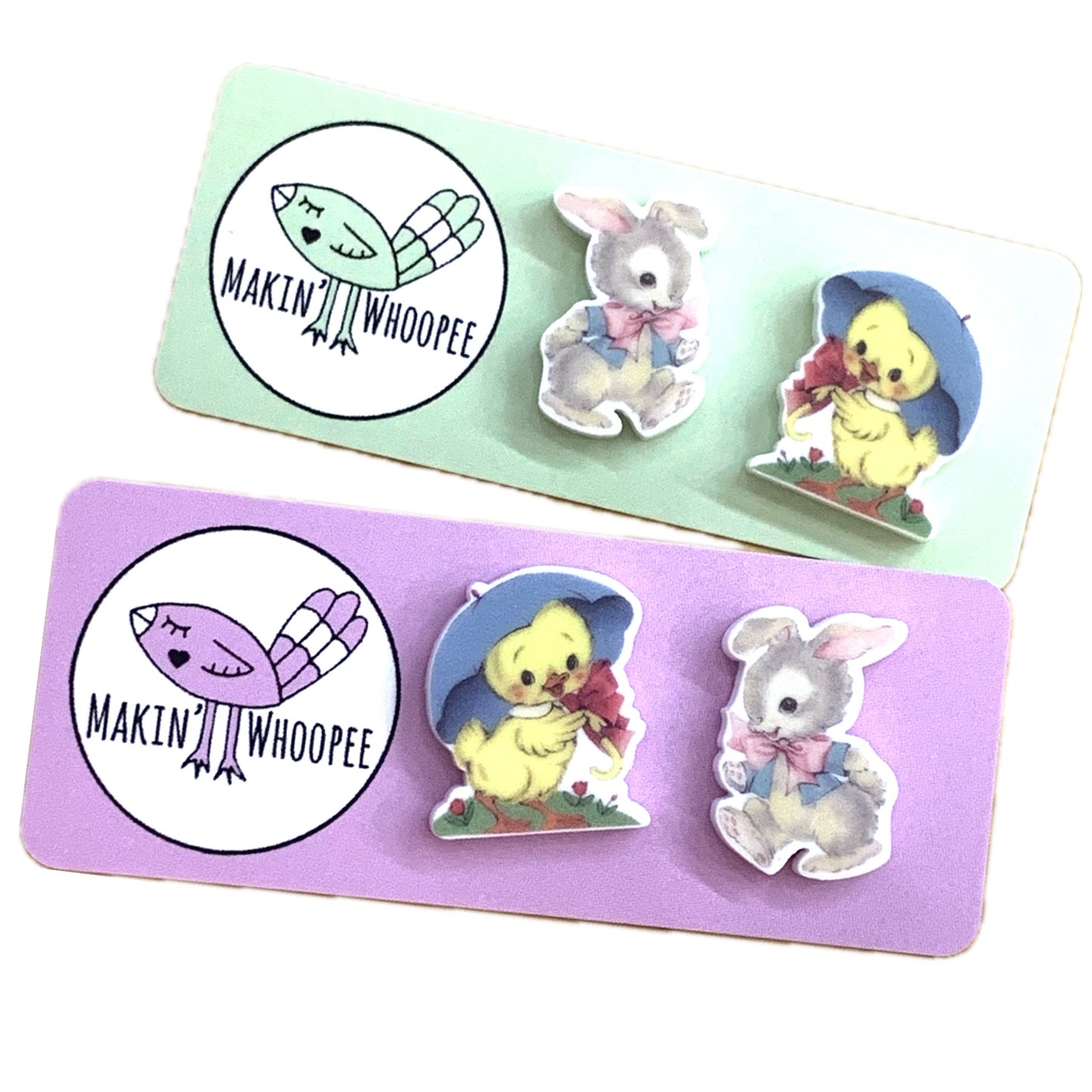 MAKIN' WHOOPEE VINTAGE EASTER STUDS - Ducky & Bunny