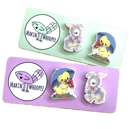 MAKIN' WHOOPEE VINTAGE EASTER STUDS - Ducky & Bunny