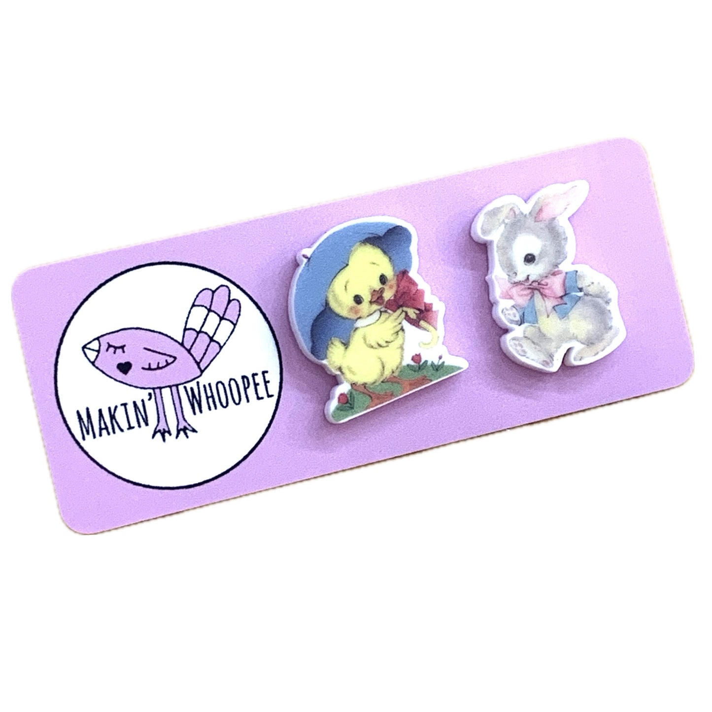 MAKIN' WHOOPEE VINTAGE EASTER STUDS - Ducky & Bunny