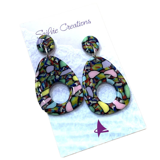 Sailvie Creations - Colourful Stud Top Tear Drop Dangle Earrings