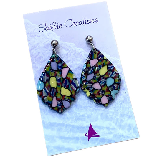 Sailvie Creations - Scalloped Colourful Hook Dangle Earrings
