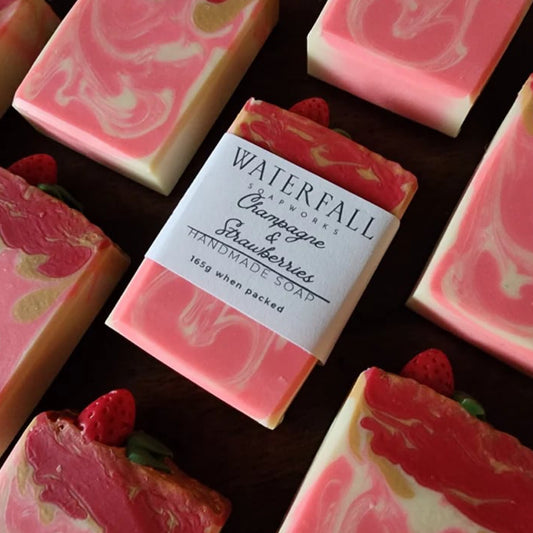 WATERFALL SOAPWORKS- Champagne and Strawberries Handmade Soap