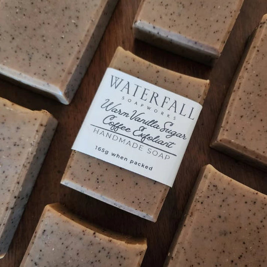 WATERFALL SOAPWORKS- Warm Vanilla Sugar, Coffee Exfoliant Handmade Soap