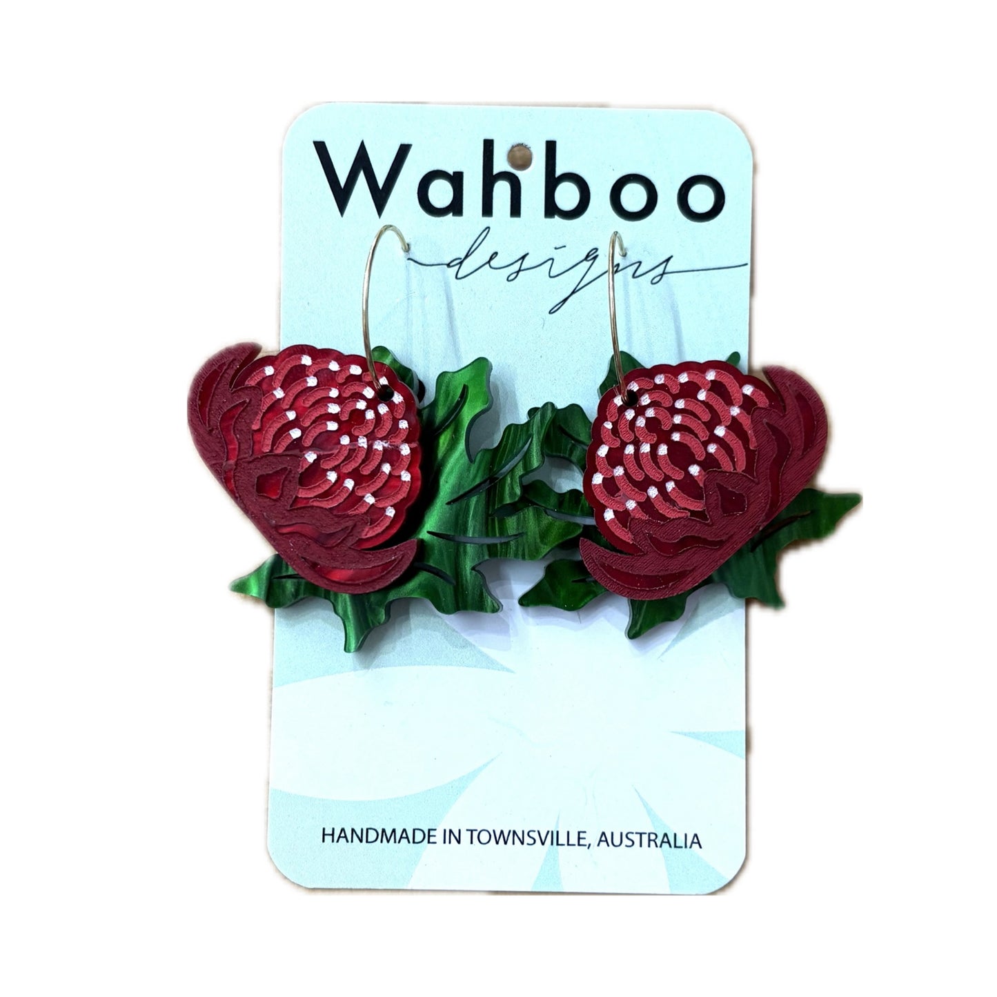 WAHBOO- Waratah Hoop Dangle Earrings