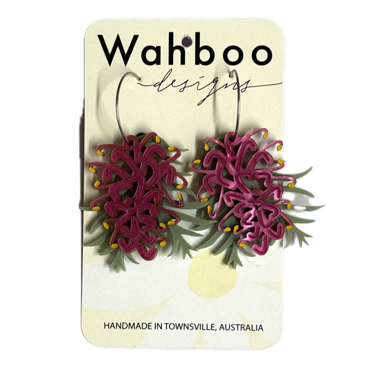 WAHBOO- Pink Grevillea Stud Dangle Earrings