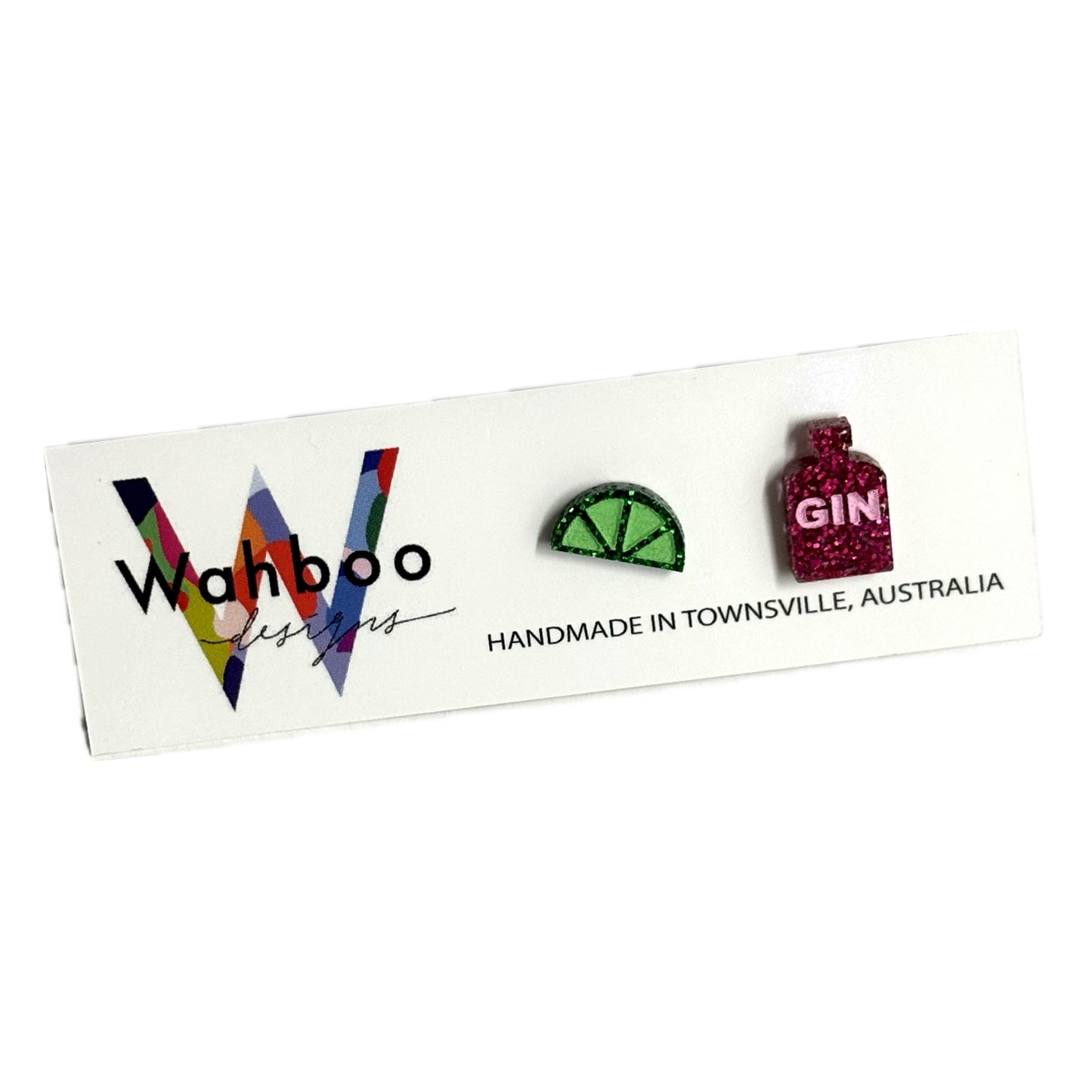 WAHBOO- Gin Stud Earrings - pink and lime