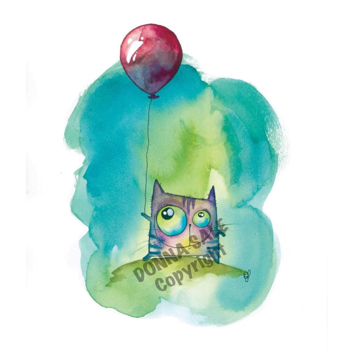 DONNA K CREATIONS- A4 ART PRINTS- Cat Balloon