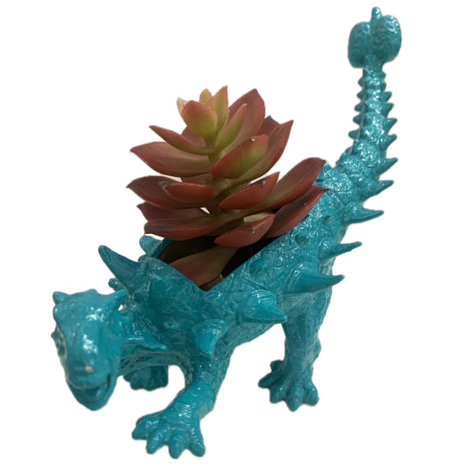 MAKIN' WHOOPEE -  Dino Planters- Turquoise Ankylosaurus