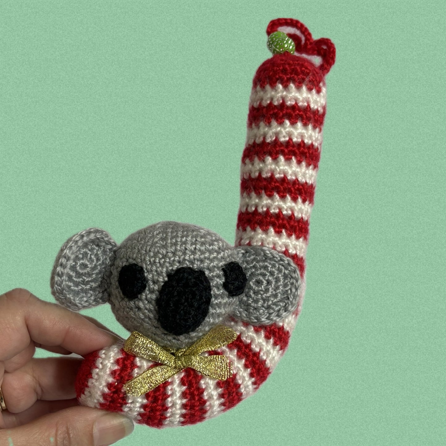 HOOKED BY JEN - Koala Candy Cane