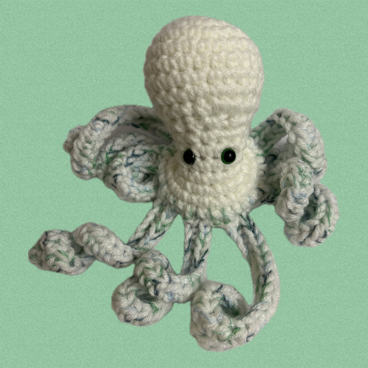 BEAKNITS- CROCHETED OCTOPUS - White with glittery blues