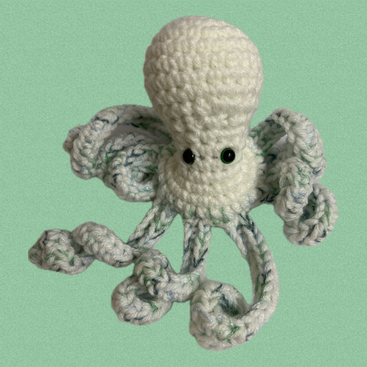 BEAKNITS- CROCHETED OCTOPUS - White with glittery blues