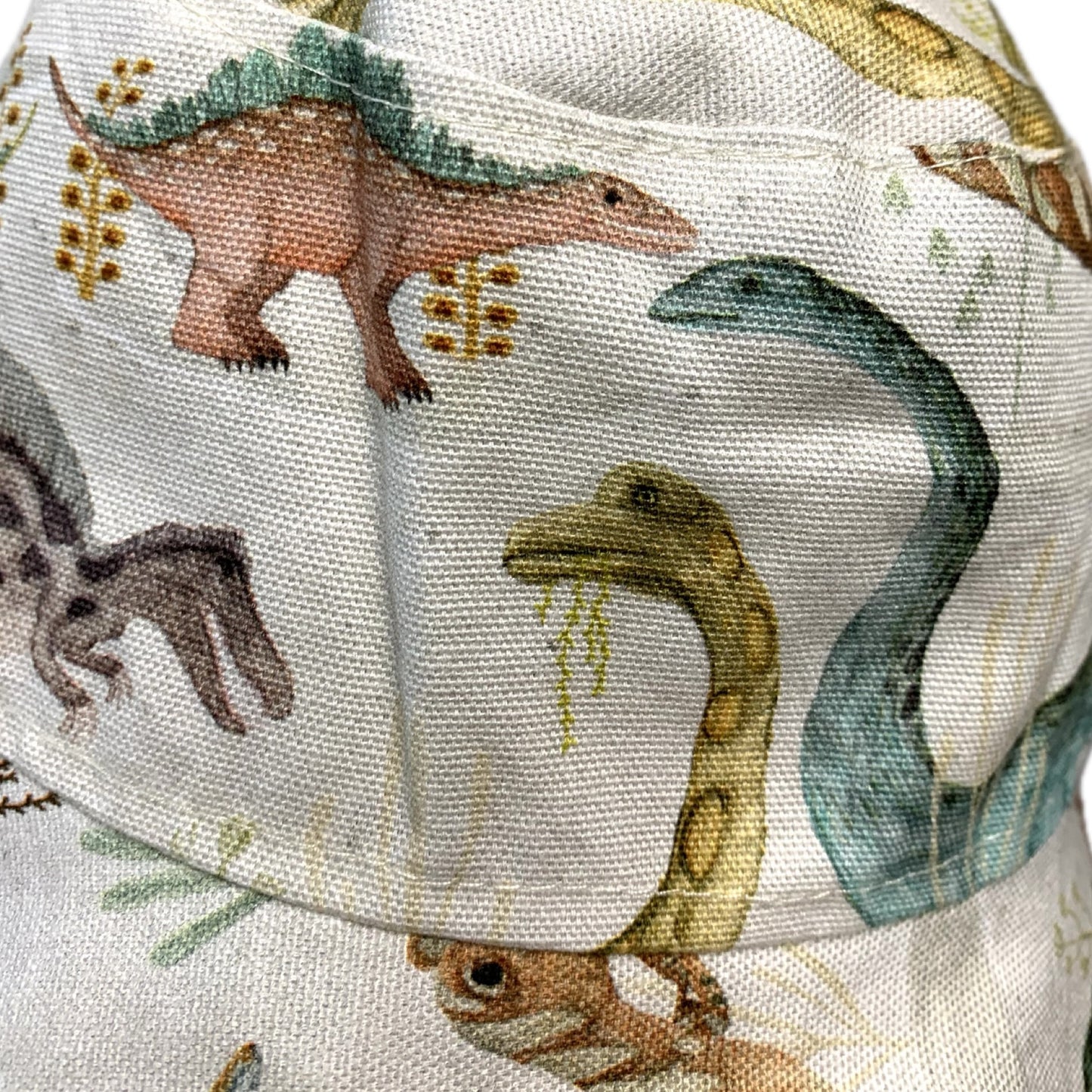 Teacups n Quilts - Cream Dinosaurs Fabric Hat - Kids Size Medium