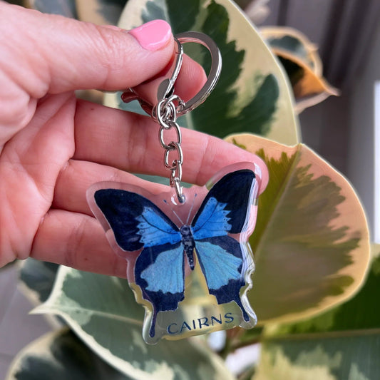 ESZTER'S CREATIONS - "Cairns Ulysses Butterfly" Acrylic Keychain