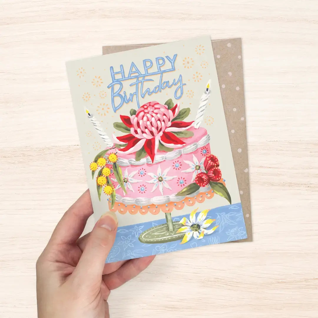 EARTH GREETINGS- Waratah Wishes Birthday Card
