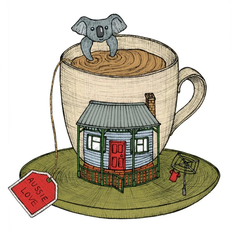 THE NONSENSE MAKER- "Australian Cuppa- House" Framed Image